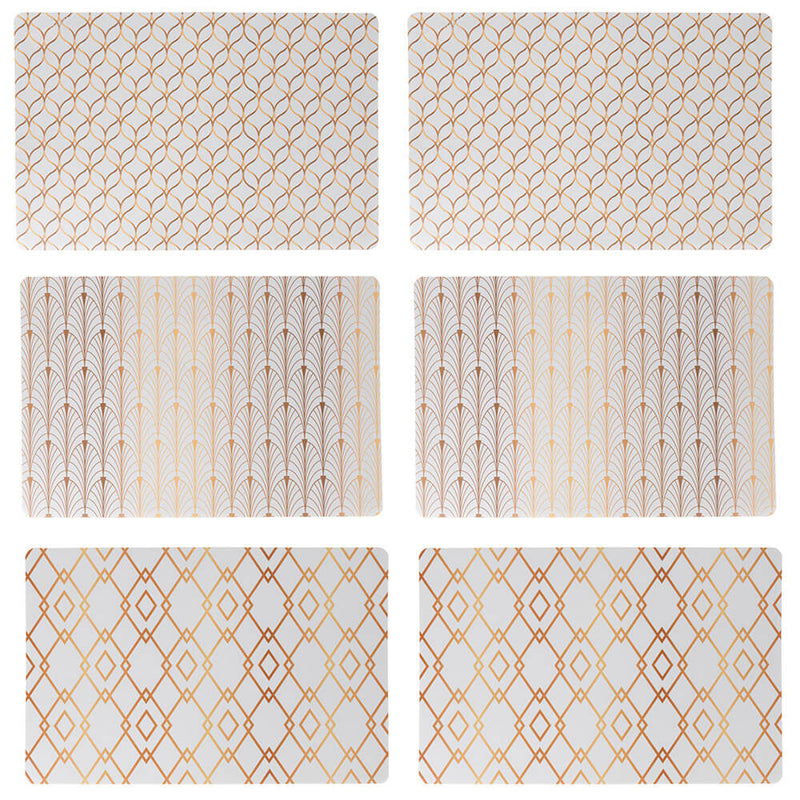 Set 6 Tovagliette 45x30x0,1 cm  in PVC VdE Tivoli 1996 Charleston Bianco e Oro