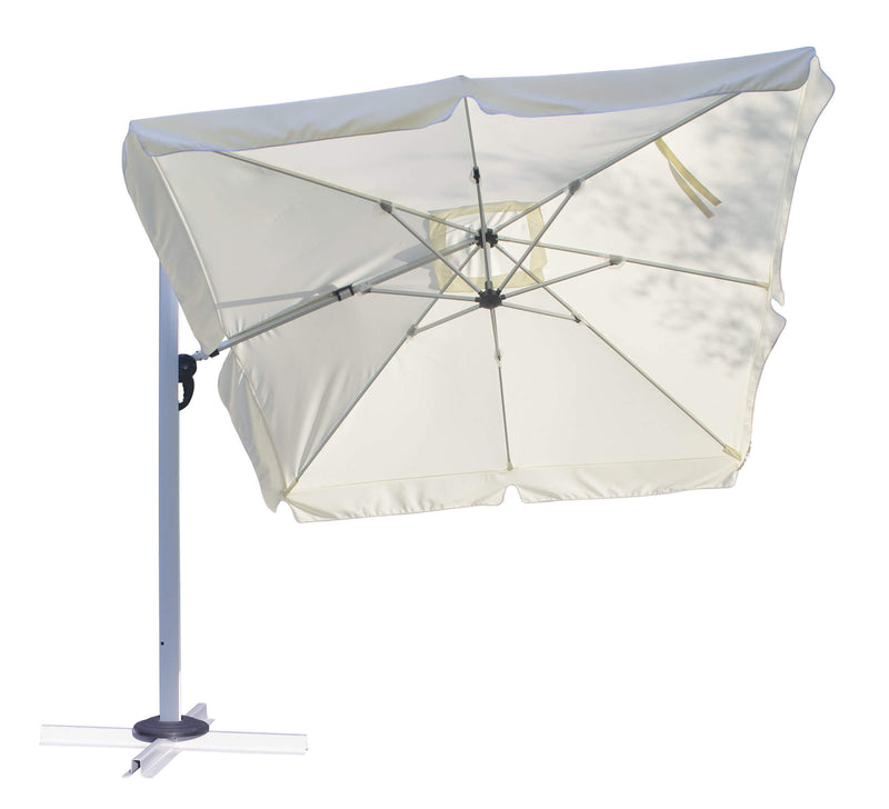 Ombrellone da Giardino Decentrato 3x3m in Alluminio e Poliestere Bianco