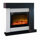 Camino Elettrico da Pavimento 120x127x30 cm Effetto Fiamma 1950W Neon & Mirabella Bianco/grigio