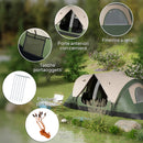 Tenda da Campeggio 450x215x180 cm 6 Posti con 2 Stanze Separate Verde Scuro   