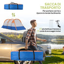 Tenda da Campeggio Impermeabile 420x200x150 cm con 2 Aree e 3 Ingressi in Poliestere e Fibra di Vetro   