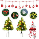 Set 2 Mini Alberi di Natale Artificiali Ø33x75 cm con 24 Luci Pigne e Bacche  Pino Verde