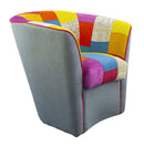 Poltroncina a Pozzetto 70x67x76 cm in Tessuto e Similpelle Grigia