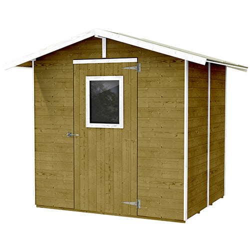 sconto Casetta Box Capanno in Legno Tortora per Attrezzi con Porta e Finestra 200X305X214Cm