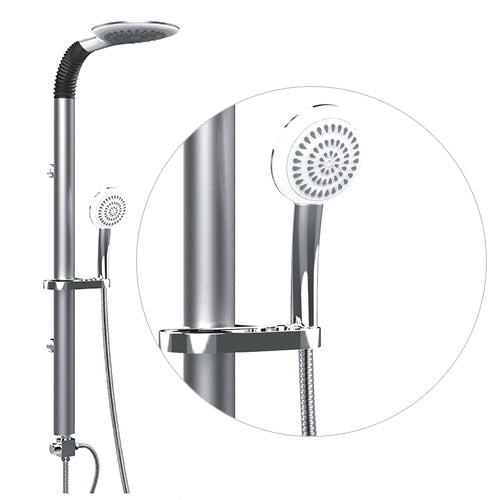 Set Colonna Doccia Soffione Fisso e Doccetta in Abs e Metallo Colore Cromo Satinato