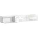 Mobile Porta TV fino a 82" Sospeso con 3 Armadietti a Ribalta e Ante Soft Close Bianco Lucido      