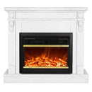 Camino Elettrico da Pavimento 90x100x30 cm Effetto Fiamma 1500W Solomon & Mars Bianco