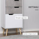 Mobile 3 Cassetti e 2 Ripiani 50x39x169,5 cm in Truciolato e Legno di Pino Grigio Bianco