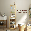 Scaffale Bagno 44x33x180 cm a 7 Ripiani Portaoggetti in Bambù    
