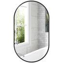 Specchio da Bagno Ovale da Parete 60x90 cm con Cornice in Alluminio Nero   