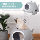 Lettiera per Gatti Chiusa con Vassoio Estraibile 47x55x44 cm 2 Ingressi e Paletta Grigio  