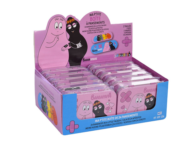 prezzo Set 12 Box Barbapapà per Bambini con 24 Cerotti Ciascuno 2 Misure in Metallo