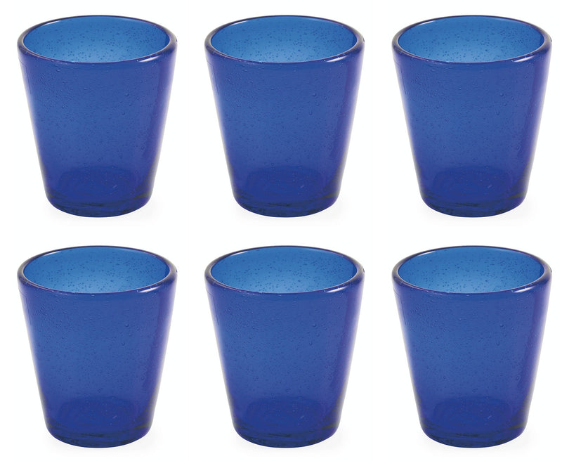 Set 6 Bicchieri Ø9x10 cm in Vetro Soffiato Villa d'Este Home Tivoli Cancun Blu