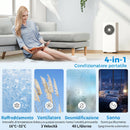 Condizionatore Portatile 9000 BTU 2,6 kW 4 in 1 31x35x68 cm Classe A con Telecomando Display LED e Timer 24H per 33 m² Bianco      