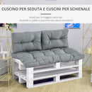 Set 3 Cuscini Seduta e 2 Schienali per Pallet in Poliestere Imbottito Grigio scuro