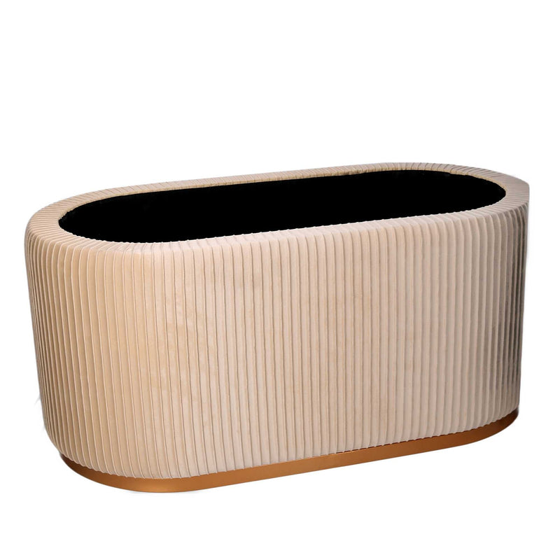 Pouf Contenitore 82x42xh41 cm in Tessuto Velluto Crema