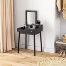 Tavolo da Trucco 2 in 1 60x50x85,5 cm con Specchio Ribaltabile e 2 Cassetti Nero   