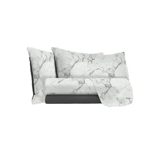 acquista Set Lenzuola Sopra Sotto e Federe in Microfibra Marble Varie Misure