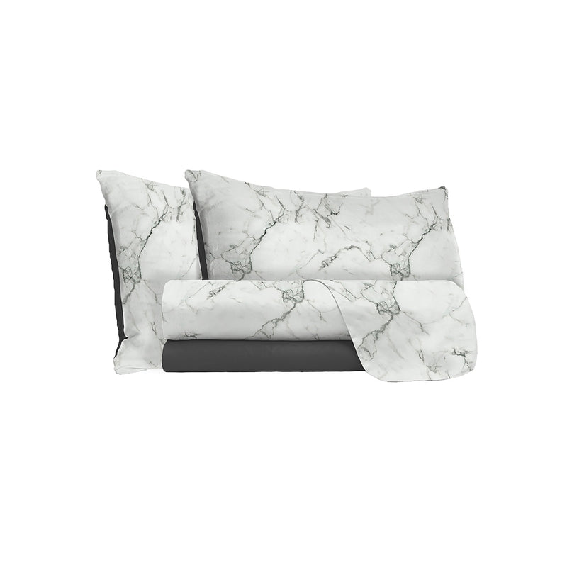 Set Lenzuola Sopra Sotto e Federe in Microfibra Marble Varie Misure