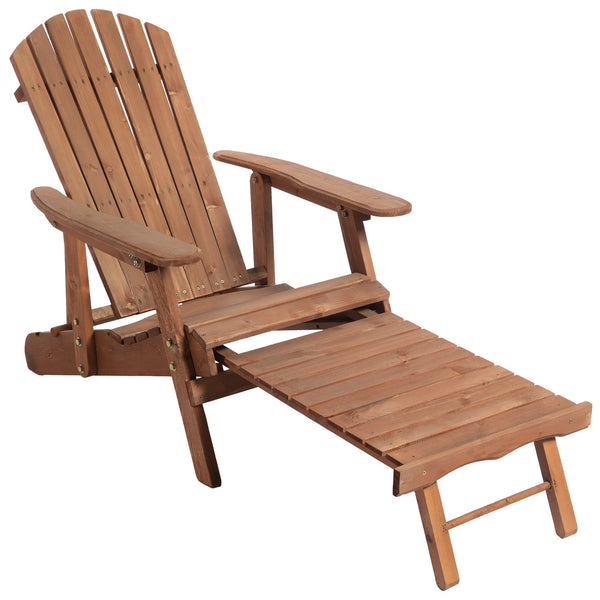 acquista Sedia a Sdraio in Legno Adirondack con Poggiapiedi