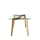 Tavolo da Cucina Rettangolare 160x90x74 cm in legno e vetro Lake