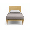 Letto Singolo con Rete Rivestita Microfibra Ocra Tessis Testata Square Varie Misure