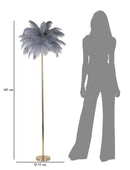 Lampada da Terra Palm Grigia Ø55x160 cm in Ferro e Plastica Oro e Grigio      