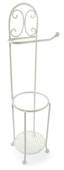 Piantana Porta Rotolo e Porta Scopino in Ferro Battuto Soriani Bianco