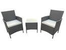Set Salotto da Giardino 2 Sedie 1 Tavolino in Rattan Sintetico Grigio