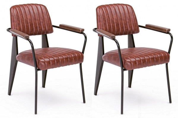 prezzo Set 2 Sedie Imbottite 60x63x81 cm Nelly in Ecopelle Arancio Scuro Vintage