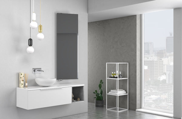 Mobile Bagno Sospeso 135 cm Lavabo e Specchio TFT Mactan Destra Bianco Opaco e Grigio prezzo
