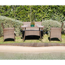 Set Salottino Polyrattan Color Caffe' Divano Poltrone Tavolino per Arredo Giardino Terrazzo