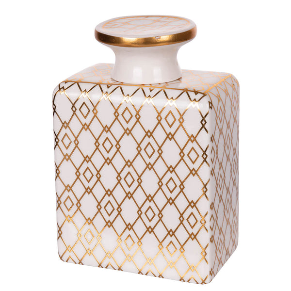 Bottiglia per Profumatore Ambiente 9x5,5x13,2 cm 300 ml in Ceramica VdE Tivoli 1996 Charleston Bianco/Oro acquista