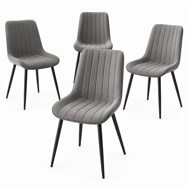 Set 4 Sedie da Pranzo Seduta Ergonomica 43x52x85 cm Struttura in Acciaio in Velluto Grigio acquista