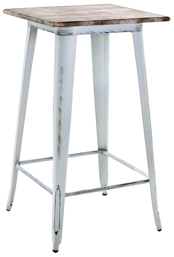 Tavolino da Bar in Metallo Top Legno Bristol Bianco Antico sconto