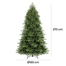 Albero di Natale Artificiale Realistico 270 cm 2618 Rami Apertura a Ombrello Verde