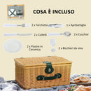 Cesta Valigetta da Pic Nic per 2 Persone 11 Pezzi con Area Termica Marrone Chiaro  