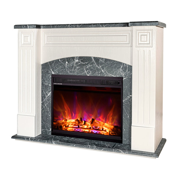prezzo Camino Elettrico da Pavimento 90x115x32 cm Effetto Fiamma 1500W Magnolia & Lorance Ivory/dark gray