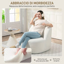 Poltrona per Salotto con Schienale Ergonomico 73x82x71 cm in Tessuto Sherpa Bianco Crema   