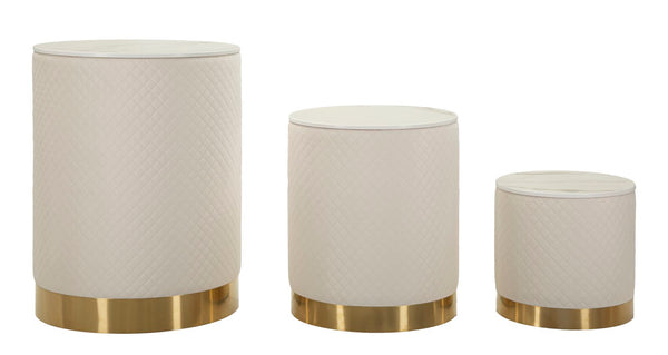 Set 3 Pezzi Pouf con Contenitore Shop Ø60x80 cm - Ø50x60 cm - Ø40x40 cm in Pino e MDF e Metallo prezzo