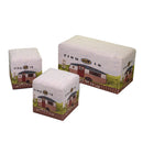 Set Panca e 2 Pouf in Lino 60x30H33cm Camper