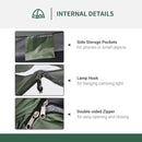 Tenda da Campeggio 2 Posti  206x152x110 cm con Porta a Cerniera Zanzariera e Finestre a Rete Verde
