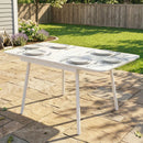 Tavolo da Giardino per 6 Persone Rettangolare 140x80x75 cm con Piano in WPC Bianco      