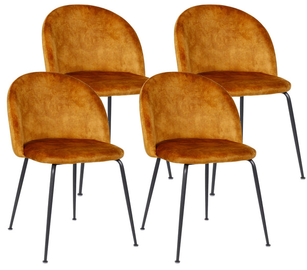 prezzo Set 4 Sedie Imbottite 45x55x79 cm in Velluto Caramello