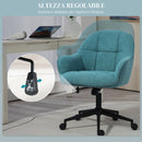 Sedia da Ufficio Girevole ad Altezza Regolabile 63x66x86-96 cm in Tessuto Effetto Lino e Acciaio Verde Scuro