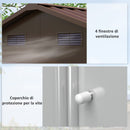 Casetta da Giardino Porta Attrezzi con Doppia Porta Scorrevole 236x196x208 cm con Pannelli in Acciaio Effetto Legno Marrone 