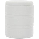 Pouf Contenitore Rotondo 33 L Ø36,5x46,5 cm con Coperchio Capacità 120 kg in Tessuto Sherpa Bianco      