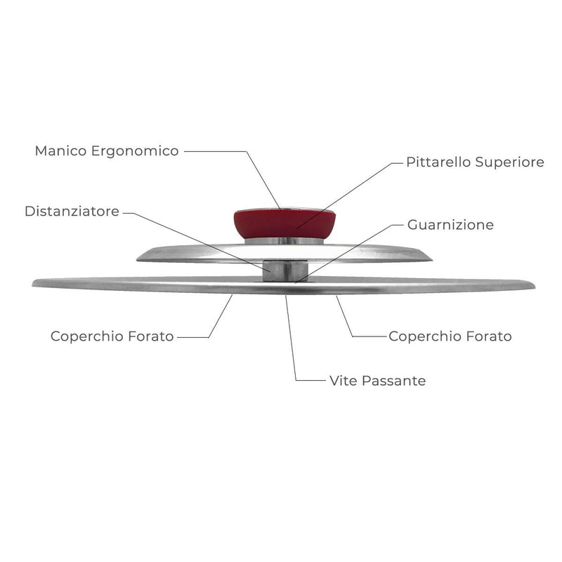 Kit 2 Coperchi Magici Antiodore Ventur Magic Ø25, Ø35 cm Cooker in Acciaio Inox Pomello Rosso
