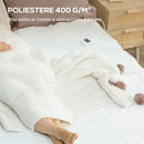 Coperta Elettrica 160x140 cm con 5 Livelli di Calore e 2 Zone di Controllo Indipendenti in Poliestere Bianco      
