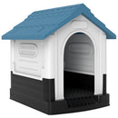 Cuccia per Cani Piccoli da Esterno 64,5x57x66 cm con Finestre e Base Rialzata in Plastica Blu      